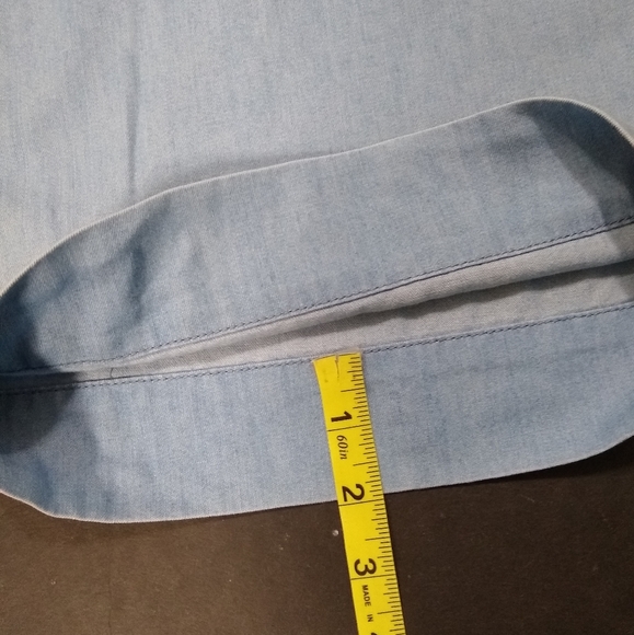 H&M &Denim chambray wide leg paper bag waist cropped pants, 6 - Picture 14 of 15